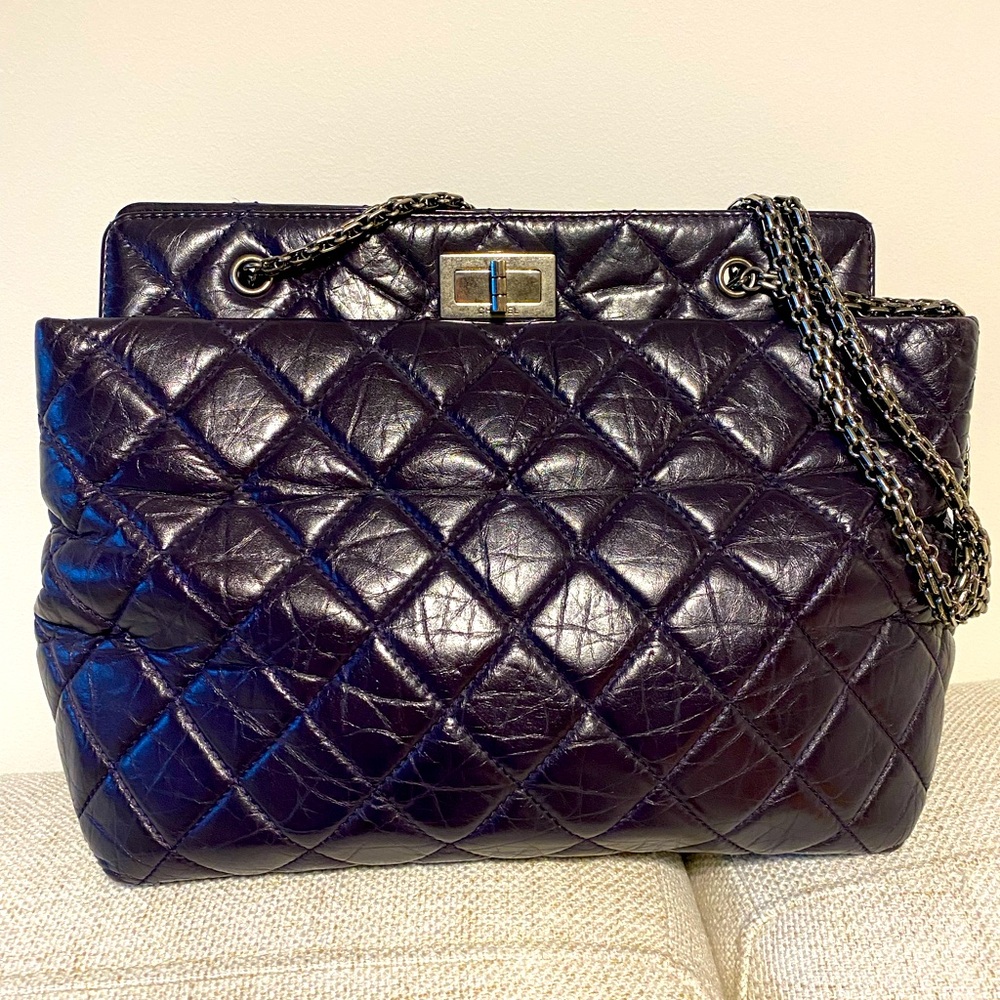 CHANEL 2.55 Reissue Aged Calfskin Black Tote Bag